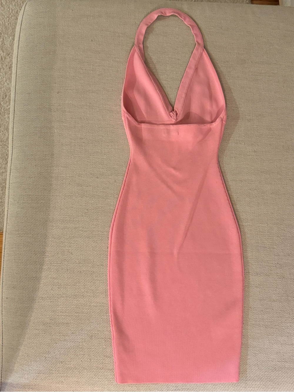 Pink Sleeveless V-Neck Mini Dress - Picture 3 of 5